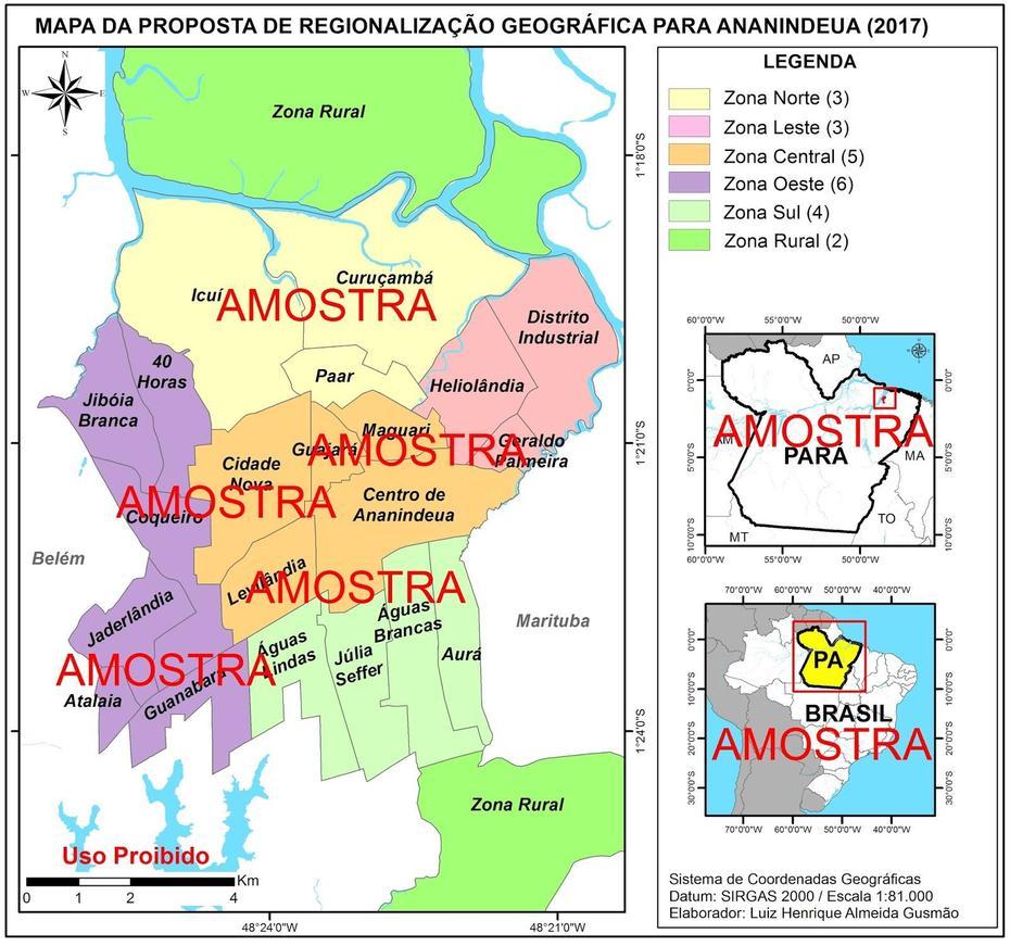 Geografia E Cartografia Digital: Mapa Dos Bairros De Ananindeua (Servico), Ananindeua, Brazil, Altamira -Pa, A  Cidade