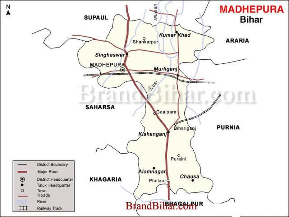 India  With Cities, Ganesh Talai India, , Madhepur, India