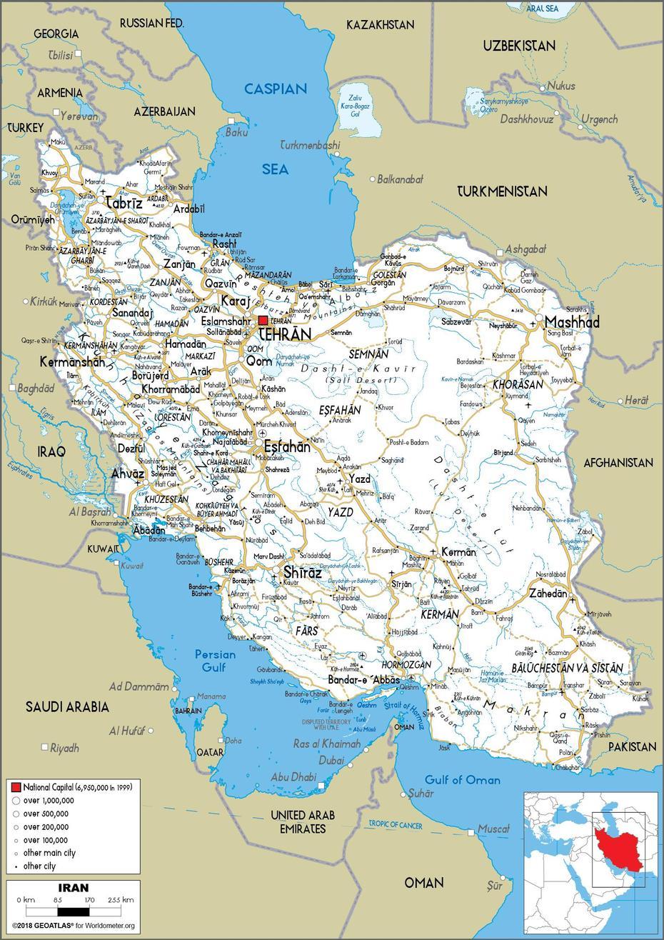 Iran Map (Road) – Worldometer, Dīvāndarreh, Iran, Shiraz Iran, Iran Road