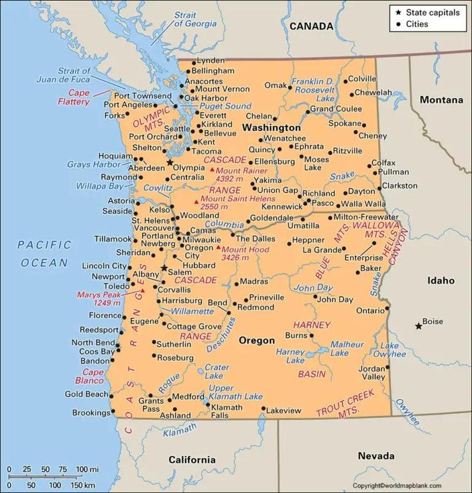 Labeled Map Of Oregon With Cities | World Map Blank And Printable, Oregon City, United States, Portland Oregon State, Eastern Oregon  Cities