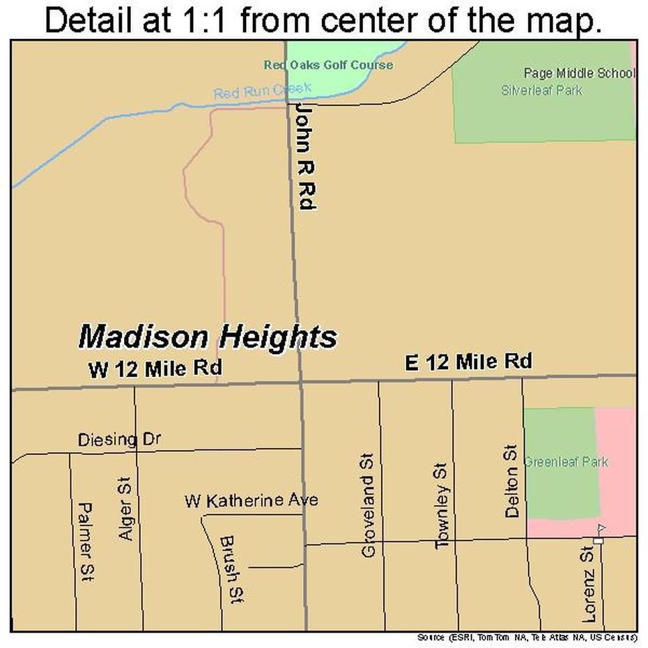 Madison Heights Michigan Street Map 2650560, Madison Heights, United States, Jackson Heights, United States Land