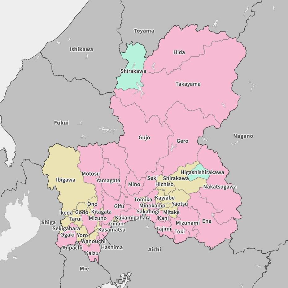 Map Of Gifu Prefecture | Map-It, Gifu, Japan, Takayama Japan, Aomori Japan