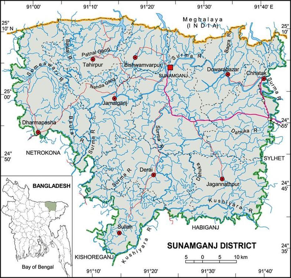 Map Sylhet, Sylhet, Bangladesh, Sylhet Airport, Beanibazar Sylhet