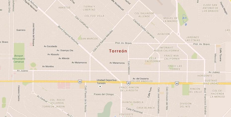 Map Of Torreon, Torreón, Mexico, México Geography, Printable Mexico  With Cities