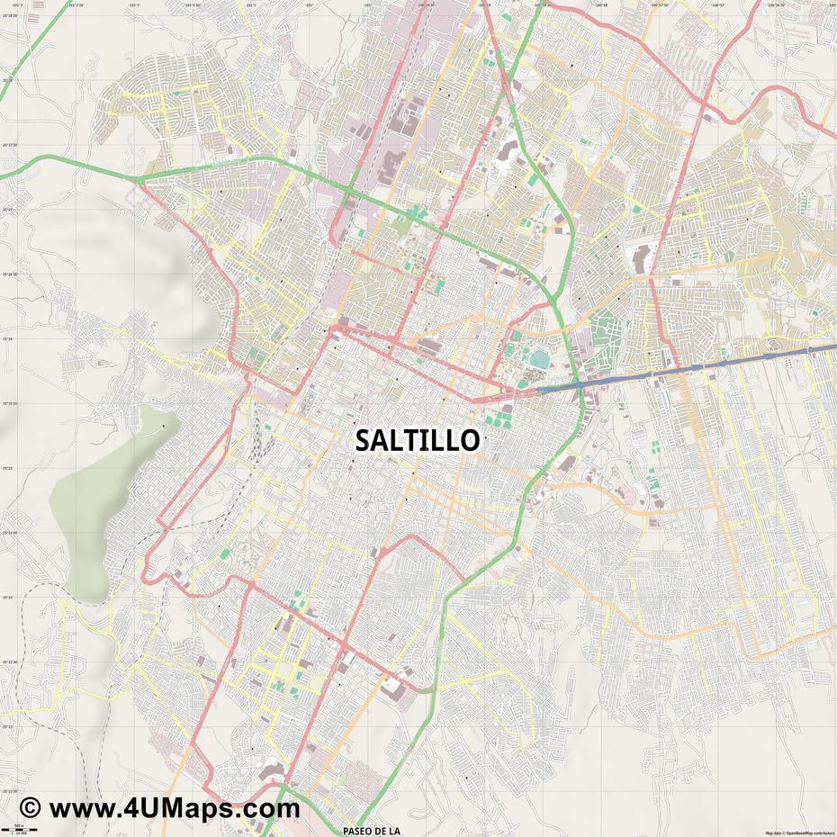 Pdf, Svg Scalable City Map Vector Saltillo, Saltillo, Mexico, Monclova Mexico, Reynosa Mexico