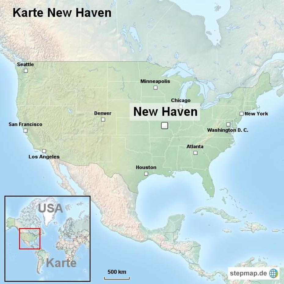 Stepmap – Karte New Haven – Landkarte Fur Usa, New Haven, United States, Eeuu, United States  Of New York