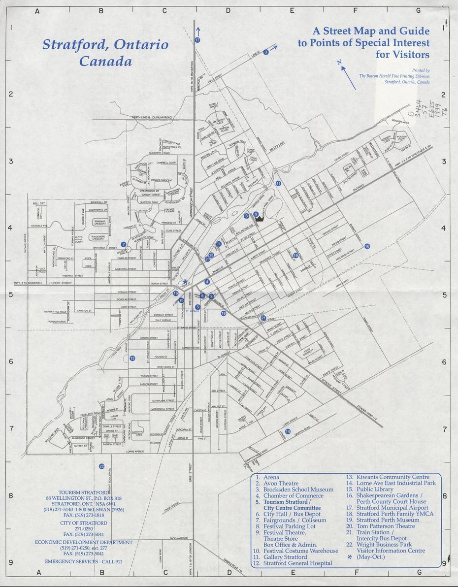 Stratford, Ontario, Canada: A Street Map And Guide To Points Of Special …, Stratford, Canada, Ontario City, Waterloo Canada