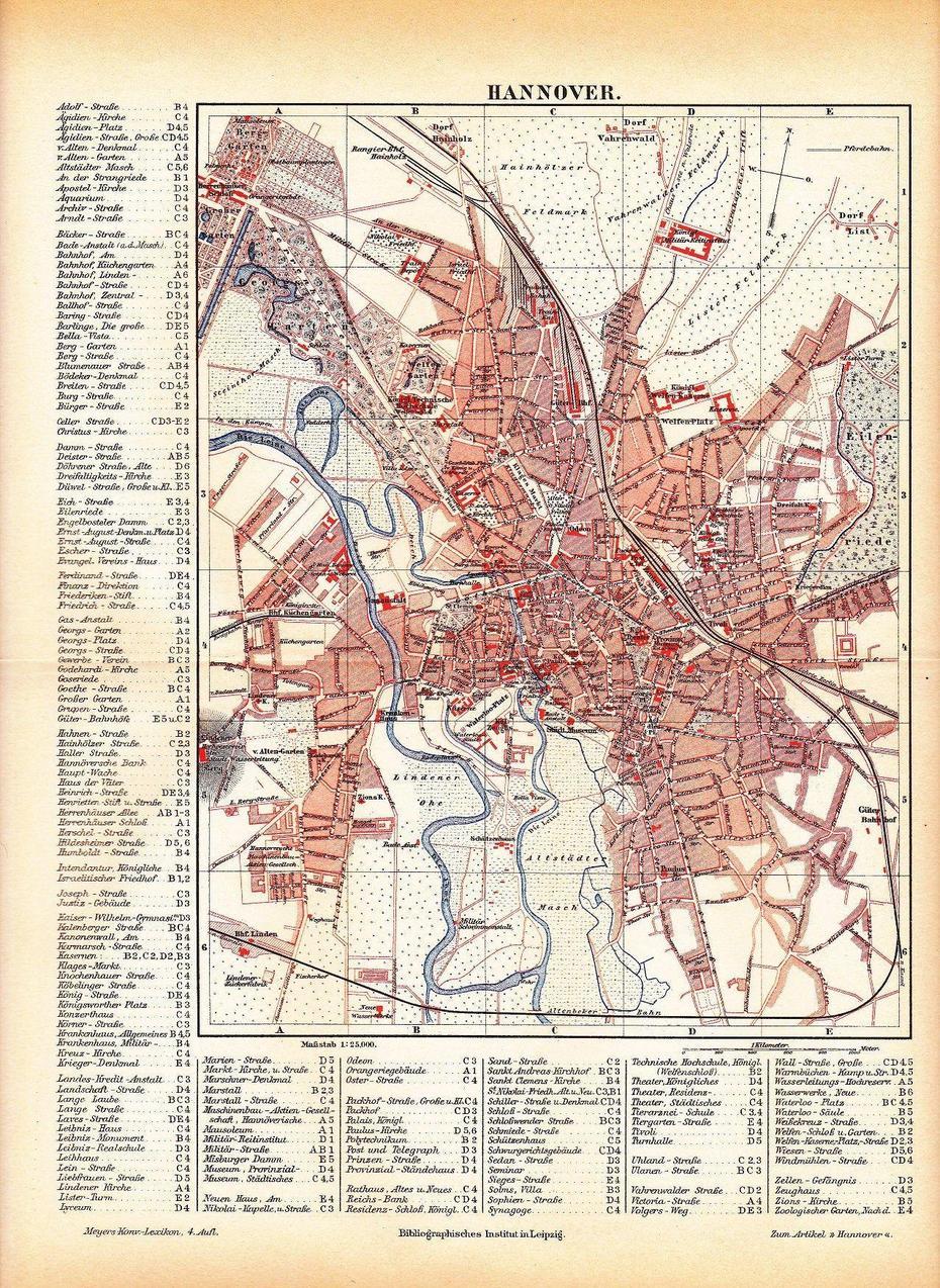 1886 City Map Of Hannover Or Hanover Prussian Province Of | Etsy | City …, Hannover, Germany, Hanover Nh, German Tourist