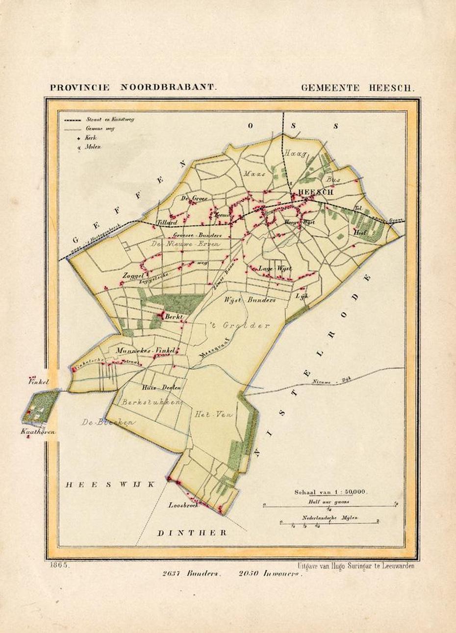 Antique Map-Netherlands-Heesch-Noord Brabant-Kuyper-1865 …, Heesch, Netherlands, Shoarma Heesch, Esther Heesch Instagram