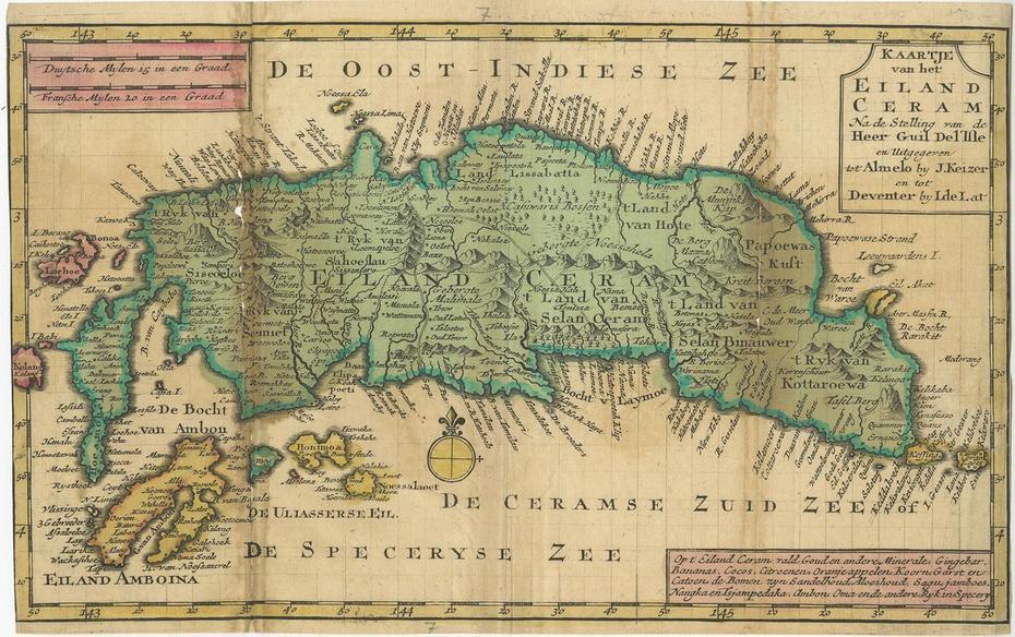 Antique Map Of Seram Island By Keizer & De Lat (C.1747), Seram, India, Foto Seram, Foto  Setan