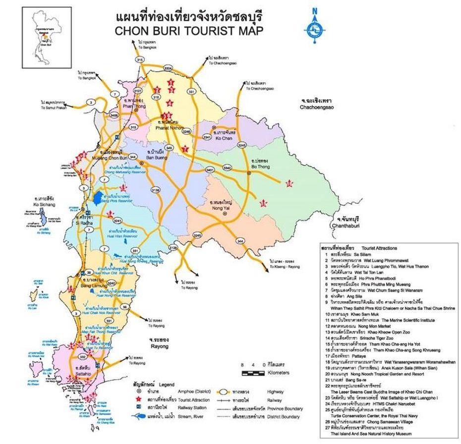 Chonburi Province Map, Chon Buri, Thailand, Chonburi City Thailand, Thailand Provinces