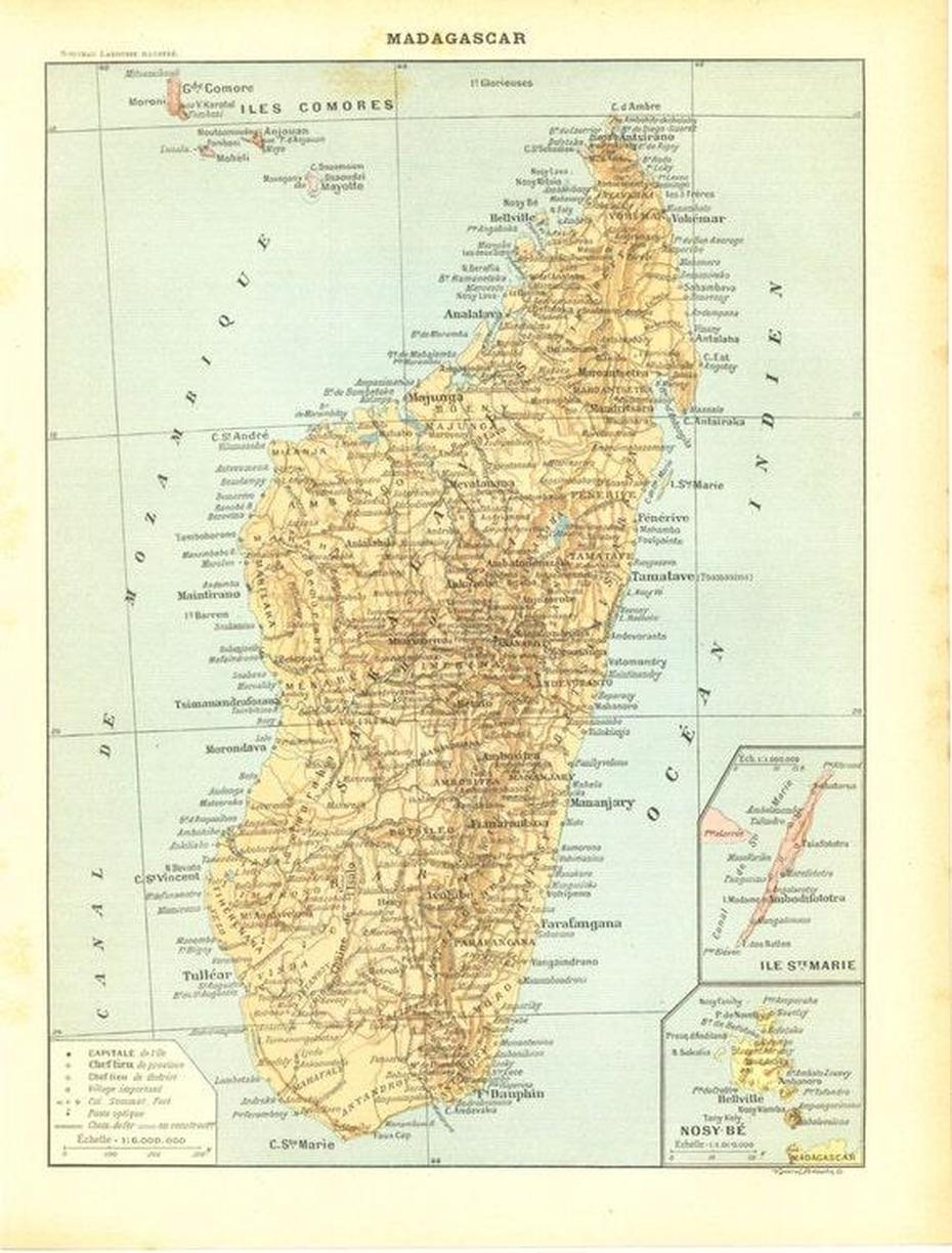 Items Similar To Vintage Map Of Madagascar 1910S, Indian Ocean On Etsy, Anosiala, Madagascar, Madagascar Road, Madagascar Mountains