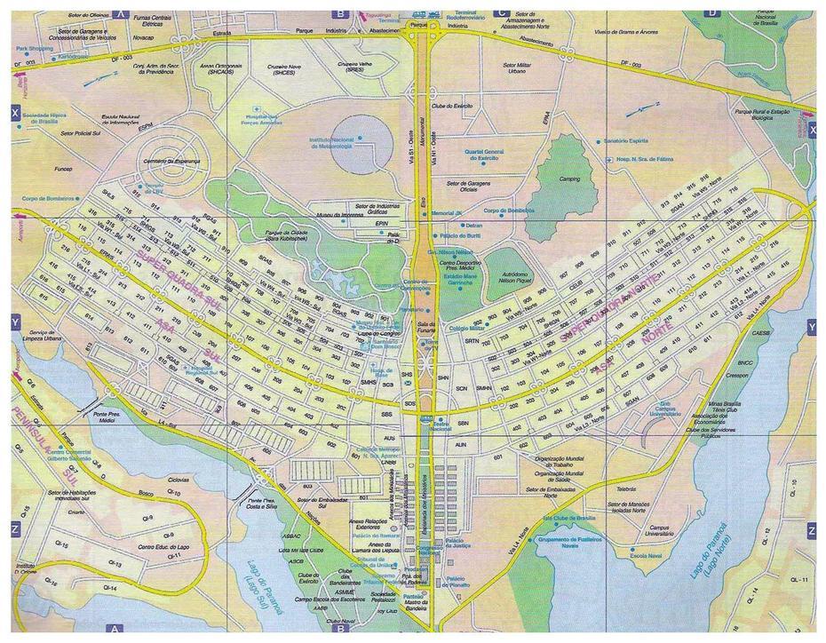 Large Road Map Of Brasilia City | Vidiani | Maps Of All Countries …, Brasília, Brazil, Brasilia World, Brasília City