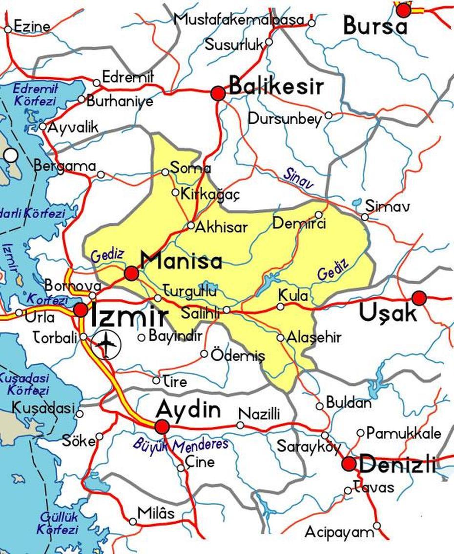 Manisa Map, Manisa, Turkey, Yalova Turkey, Izmit