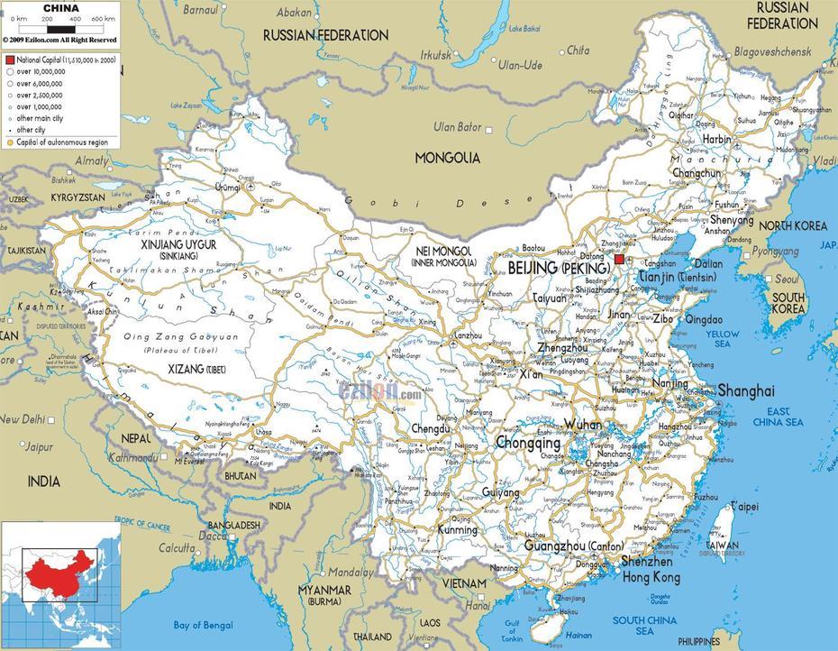 Map Of China – Travelsmaps, Xinshi, China, China  Colored, North China