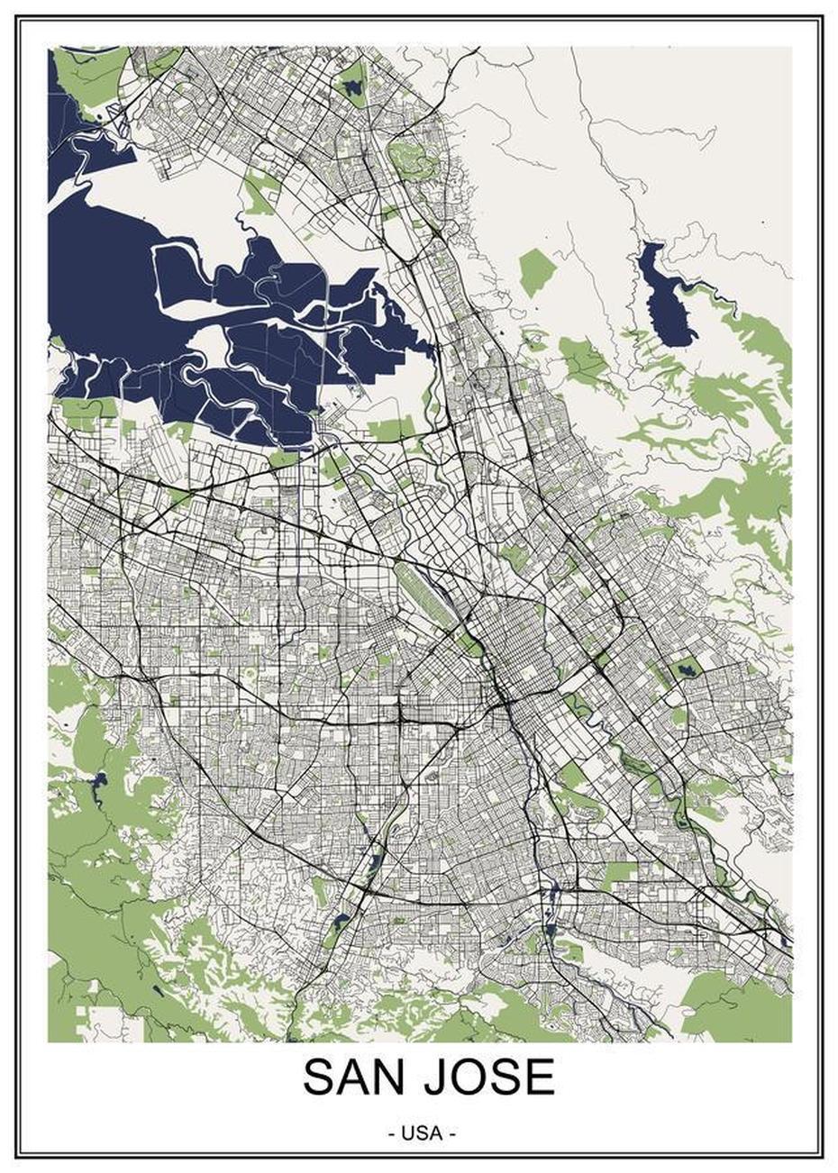 Map Of The City Of San Jose, California, Usa Stock Vector …, San Jose, United States, Sjsu, Printable  San Jose