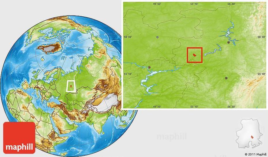 Physical Location Map Of Izhevsk, Izhevsk, Russia, Perm Russia, Novosibirsk Russia