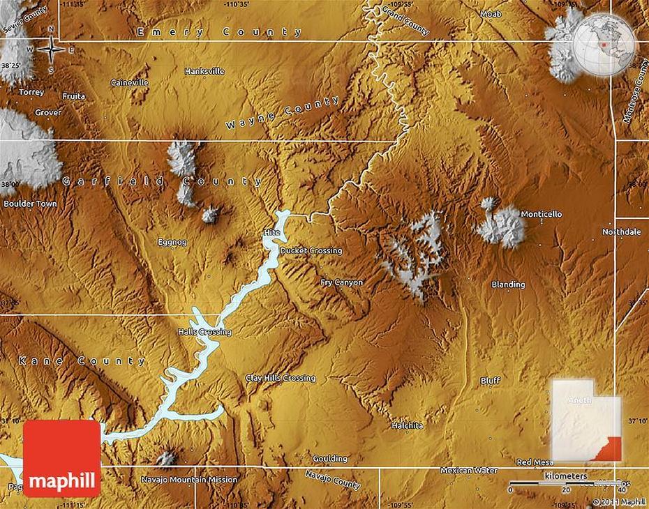 Physical Map Of San Juan County, San Juan, United States, San Juan Island Road, San Juan Trolley