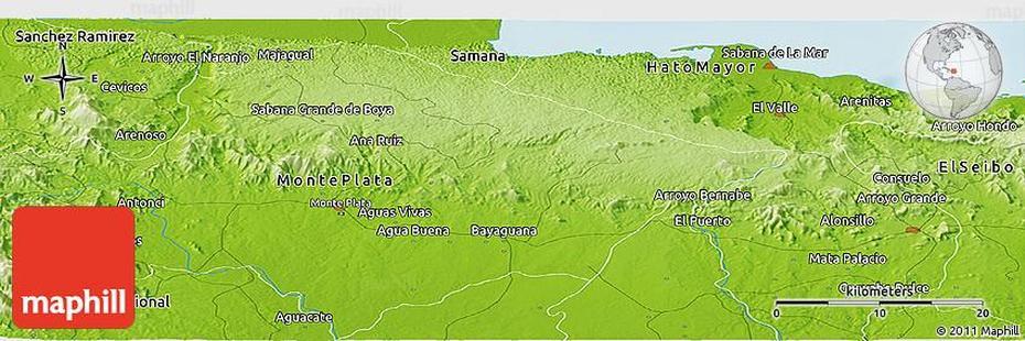 Physical Panoramic Map Of Sabana Grande De Boya, Sabana Grande De Boyá, Dominican Republic, Bandera De Sabana Grande, Sabana Grande Pr