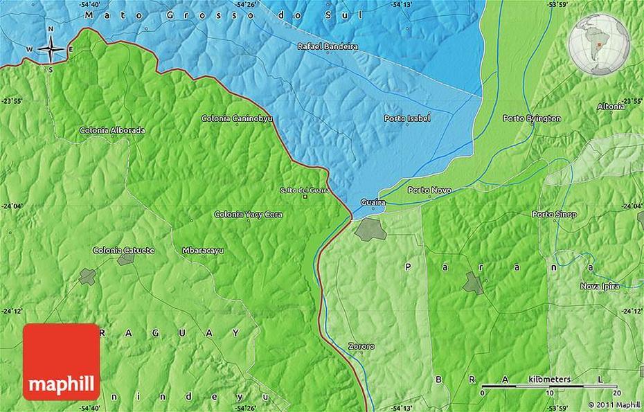 Political Map Of Salto Del Guaira, Salto Del Guairá, Paraguay, Alto Parana Paraguay, Salto Cristal Paraguay