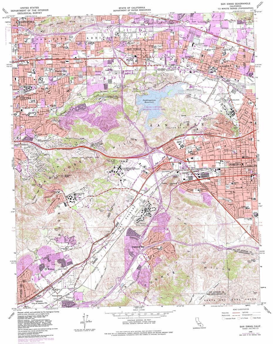 San Dimas Canyon, Lake Forest California, Usgs Topo, San Dimas, United States