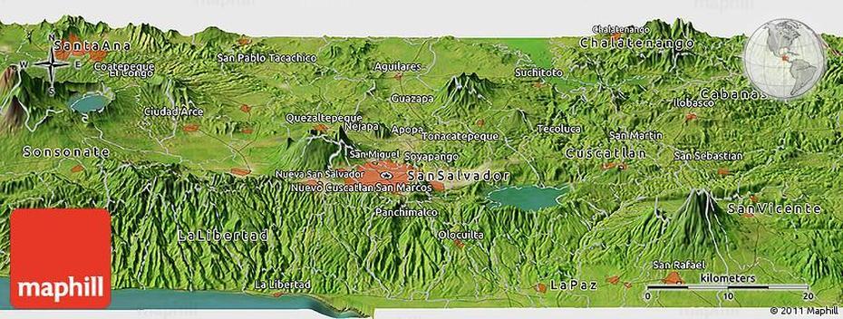 Satellite Panoramic Map Of Panchimalco, Panchimalco, El Salvador, Cultura De El Salvador, El Salvador Church