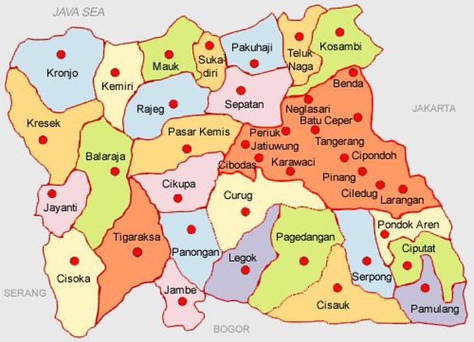 Tangerang Map, Tangerang, Indonesia, Peta Kota Tangerang, South Tangerang