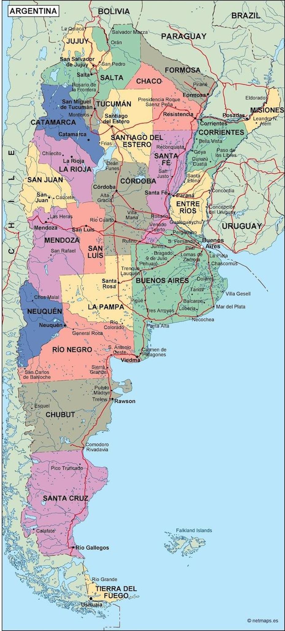Argentina Political Map. Eps Illustrator Map | Vector World Maps, Pichanal, Argentina, Capital Of Argentina, Southern Argentina