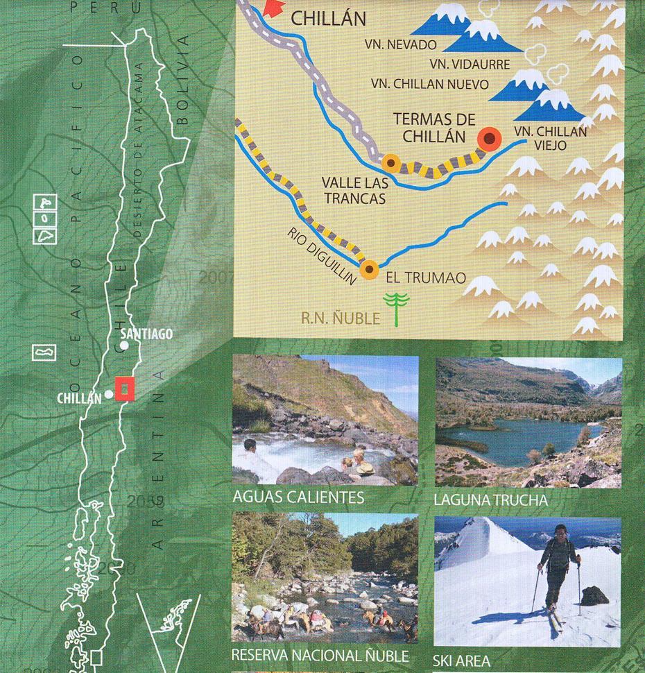 Chile – Nevados De Chillan 1:50T Turisticka Mapa Compass …, Chillán Viejo, Chile, A De Chile, Chillan  Volcano