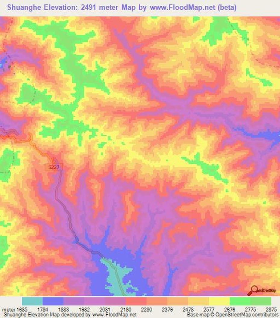 China  Graphic, China  Printable, Elevation , Shuanghe, China