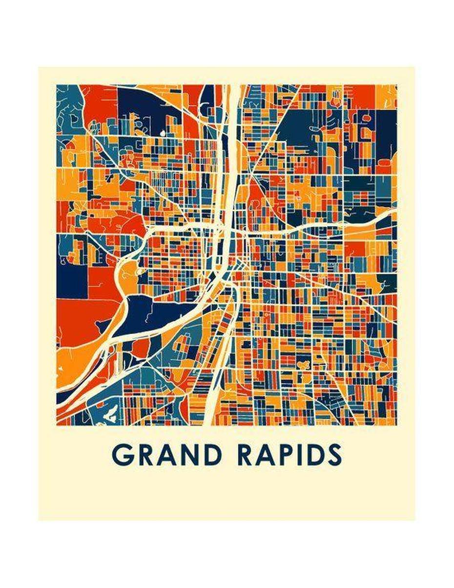 Grand Rapids Map Print Full Color Map Poster | Etsy In 2020 | Grand …, Grand Rapids, United States, New Orleans On Us, Capital Cities