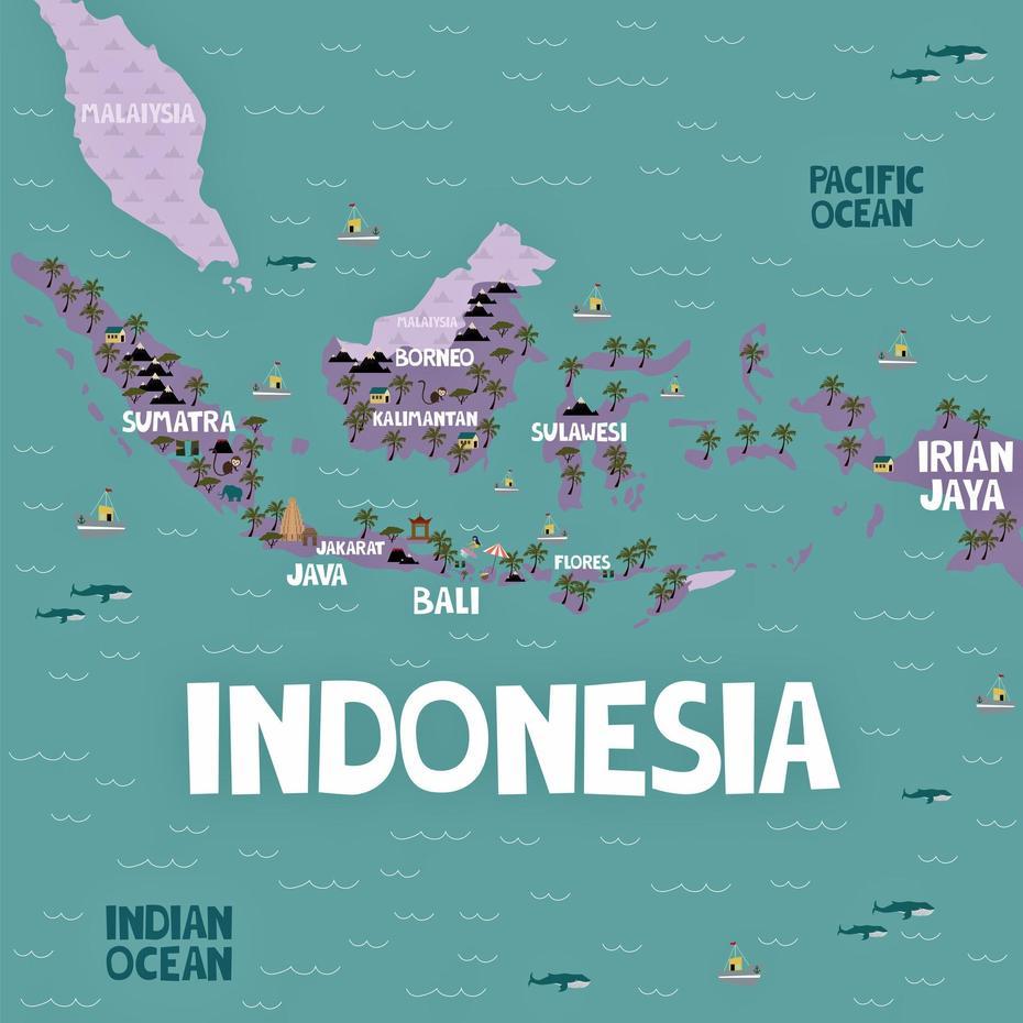 Indonesia Map Of Major Sights And Attractions – Orangesmile, Soe, Indonesia, Soe, Indonesia