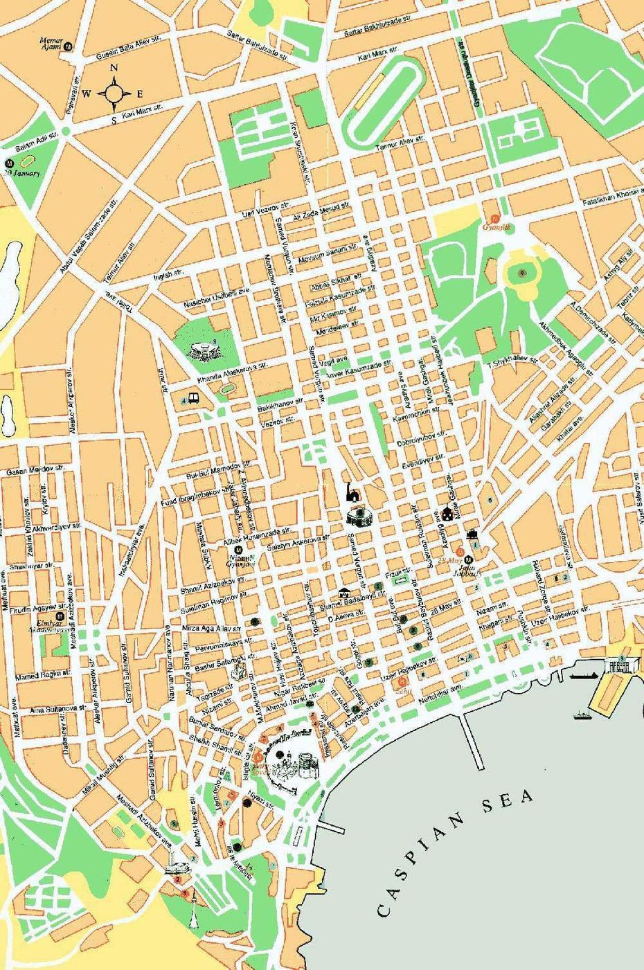 Large Baku City Road Map. Baku City Large Road Map | Vidiani | Maps …, Baku, Azerbaijan, Baku Metro, Azerbaijan Physical