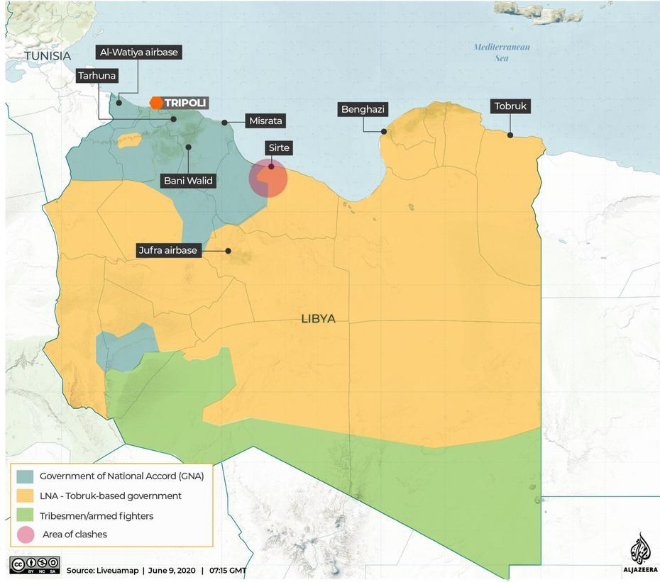 Map Detailing Libyan Frontlines And Zones Of Control As Of June 9, 2020 …, Ajdābiyā, Libya, Libya War, Tripoli Libya