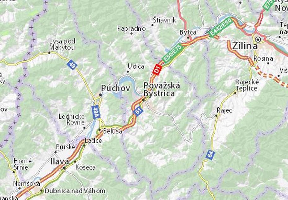 Mapa Michelin Povazska Bystrica – Mapa Povazska Bystrica – Viamichelin, Považská Bystrica, Slovakia, Slovakia Villages, Banska Bystrica Namestie