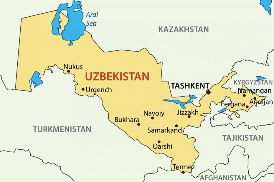 Mapa Uzbekistan – Hlavne Mesto Uzbekistanu Mapu (Stredna Azia Azia), Qibray, Uzbekistan, Uzbekistan Cities, Uzbekistan In World
