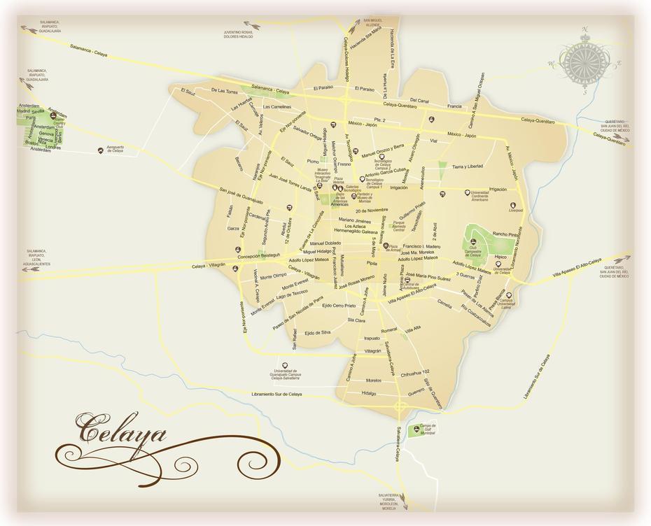 Mapas De Celaya, Celaya, Mexico, Guanajuato A, Guanajuato City