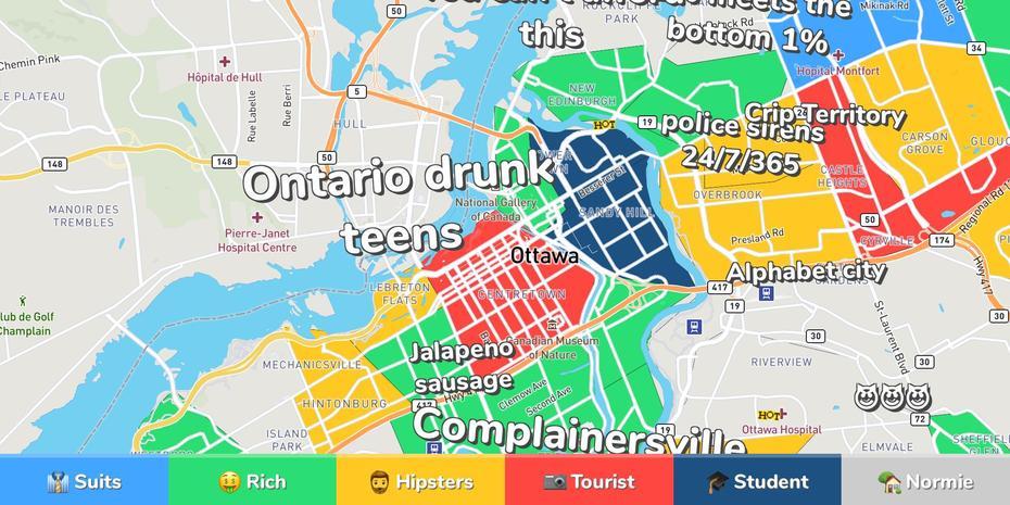 Ottawa Neighborhood Map, Ottawa, Canada, Ottawa World, Canada  Names