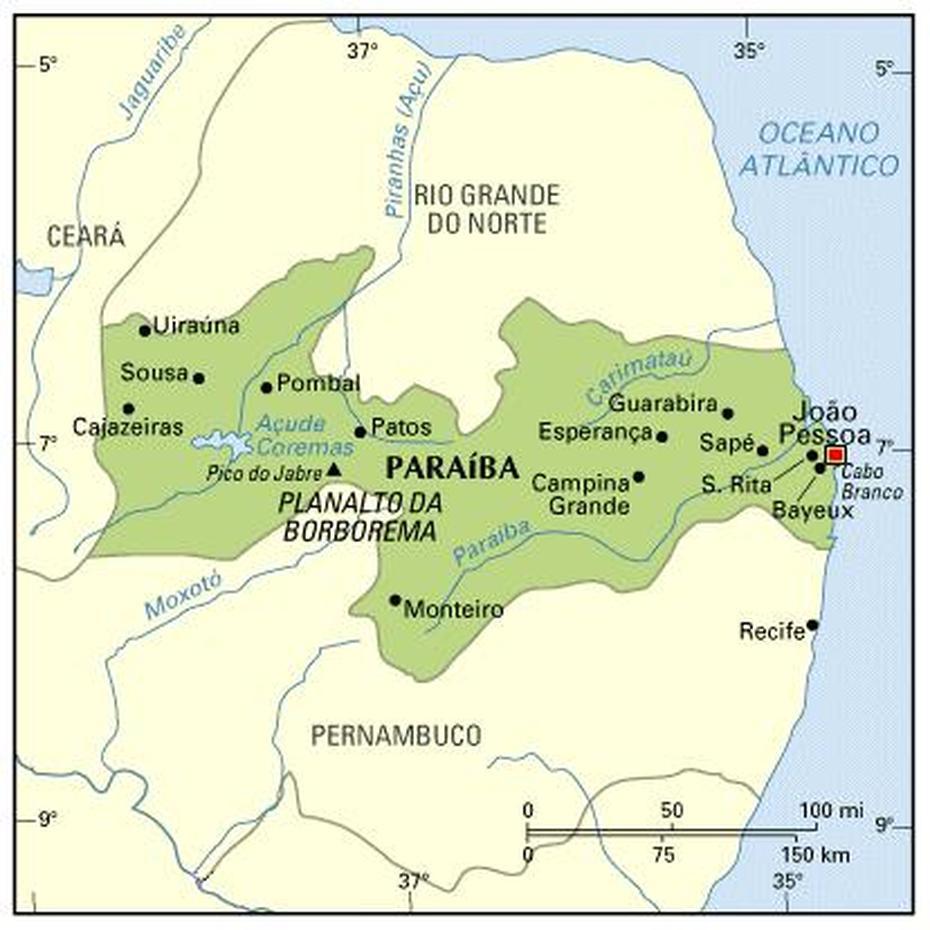 Paraiba Mapa Da Cidade | Mapa Regional Da Regiao De Portugal Brasil, Paraipaba, Brazil, Espiritu Santo Brazil, Rio Grande Brazil