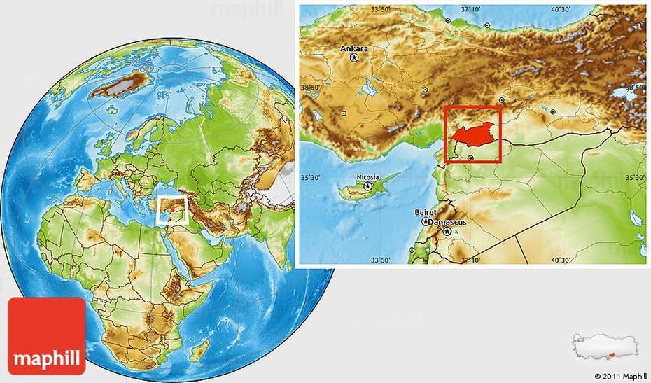 Physical Location Map Of Gaziantep, Gaziantep, Turkey, Ankara Turkey, Gaziantep Food