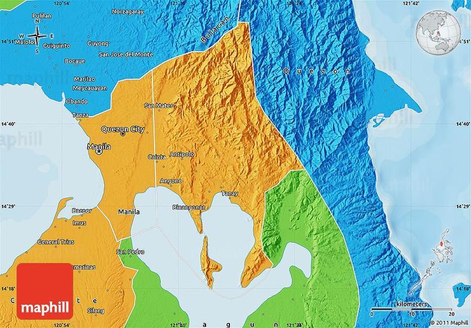 Political Map Of Rizal, Rizal, Philippines, Binangonan Rizal, Rodriguez Rizal