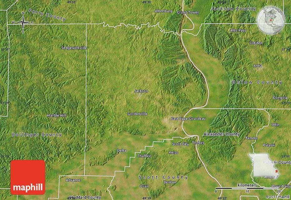 Satellite Map Of Cape Girardeau County, Cape Girardeau, United States, Cape Girardeau Mo, Southeast Missouri State University