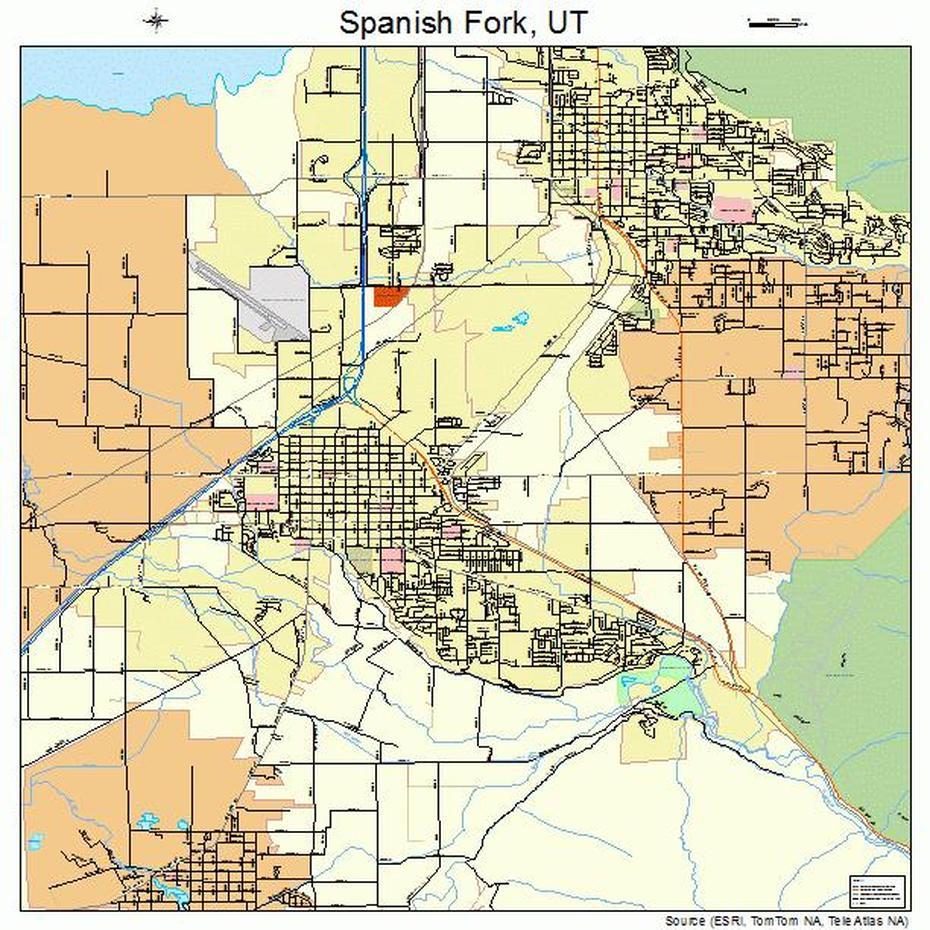 Spanish Fork Utah Street Map 4971290, Spanish Fork, United States, United States Study, United States And Territories