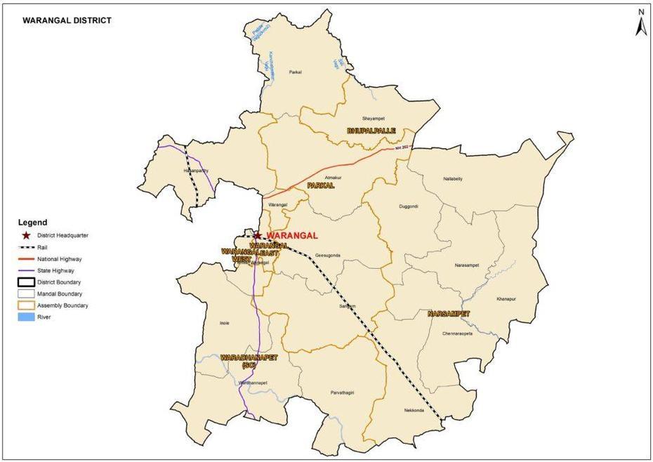 Warangal District Map, New Mandals, Assembly Constituencies And Revenue …, Warangal, India, Andhra Pradesh India, Karimnagar