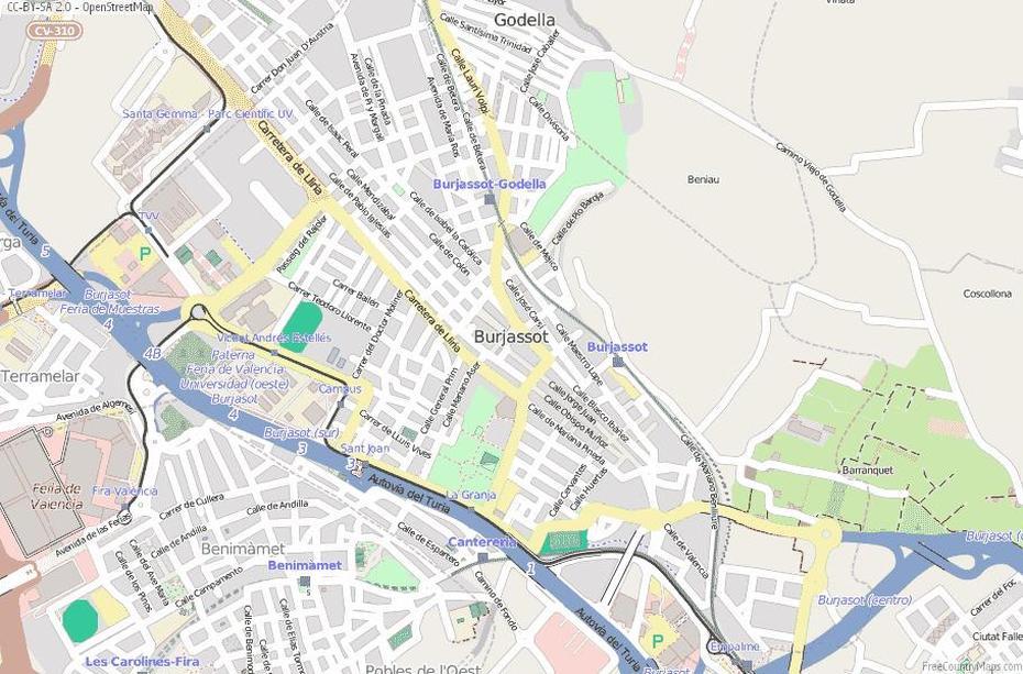 Burjassot Map Spain Latitude & Longitude: Free Maps, Burjasot, Spain, Burjassot Valencia, Calles De Burjassot