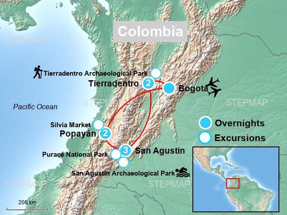 Colombia Landmarks, San Agustin, Landkarte, San Agustín, Colombia