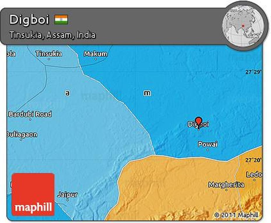 Free Political Map Of Digboi, Digboi, India, Assam India, Uttar Pradesh India