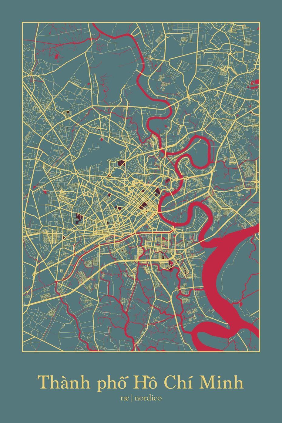 Ho Chi Minh City, Vietnam Map Print | Map Print, Vietnam Map, Map Layout, Ho Chi Minh City, Vietnam, District 1 Ho Chi Minh City, Saigon South Vietnam
