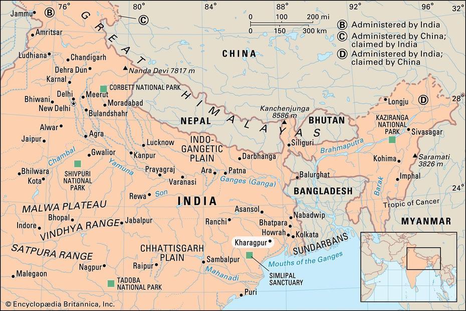 India  With Cities, Ganesh Talai India, India, Kharagpur, India