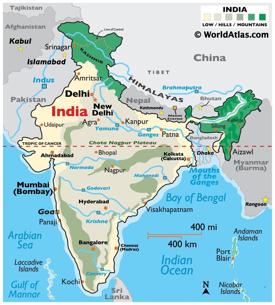 India Maps Including Outline And Topographical Maps – Worldatlas, Nepānagar, India, North  Bihar, Nepanagar